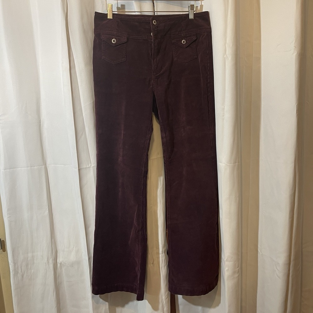 Anthropologie Pilcro Size 33 Corduroy Bootcut Trouser Pants Maroon Pockets - Picture 3 of 12